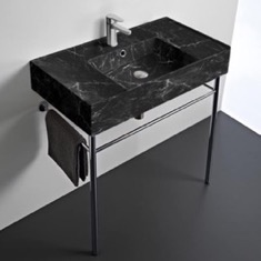 Modern Console Sink, Black Marble Style Sink, 32 inch
